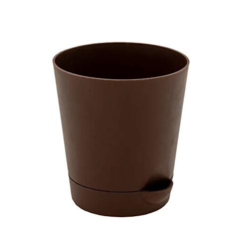 garbnoire Self Watering Planter Pot with Bottom Tray/Plate - (4 inch) Indoor Outdoor Balcony Plant Pot | Home Garden Office Flowering Container Cover | Living Room Decor (Coffee, Set of 3) - Image 4