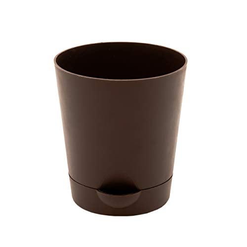 garbnoire Self Watering Planter Pot with Bottom Tray/Plate - (4 inch) Indoor Outdoor Balcony Plant Pot | Home Garden Office Flowering Container Cover | Living Room Decor (Coffee, Set of 3) - Image 5