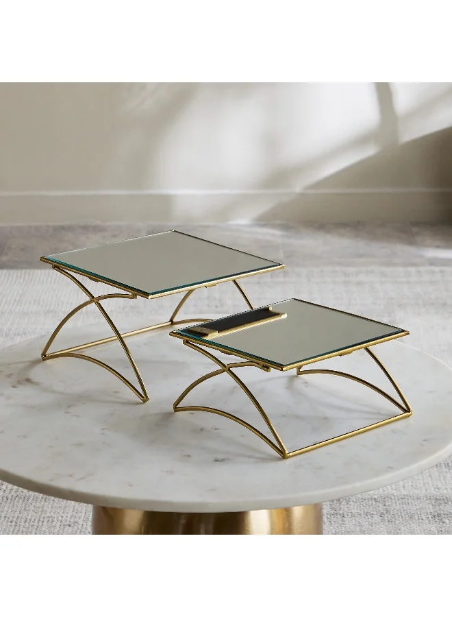 Home Box Milo 2-Piece Decorative Square Mirror Tray Set