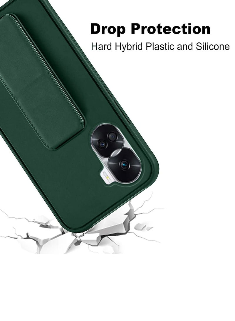 دبليو تيك قبضة يد قابلة للطي بمسند مغناطيسي وحزام للرسغ وقبضة إصبع مع غطاء حافظة حديد مدمج لهاتف Honor 90 Lite 5G 2023 أخضر داكن - Image 5