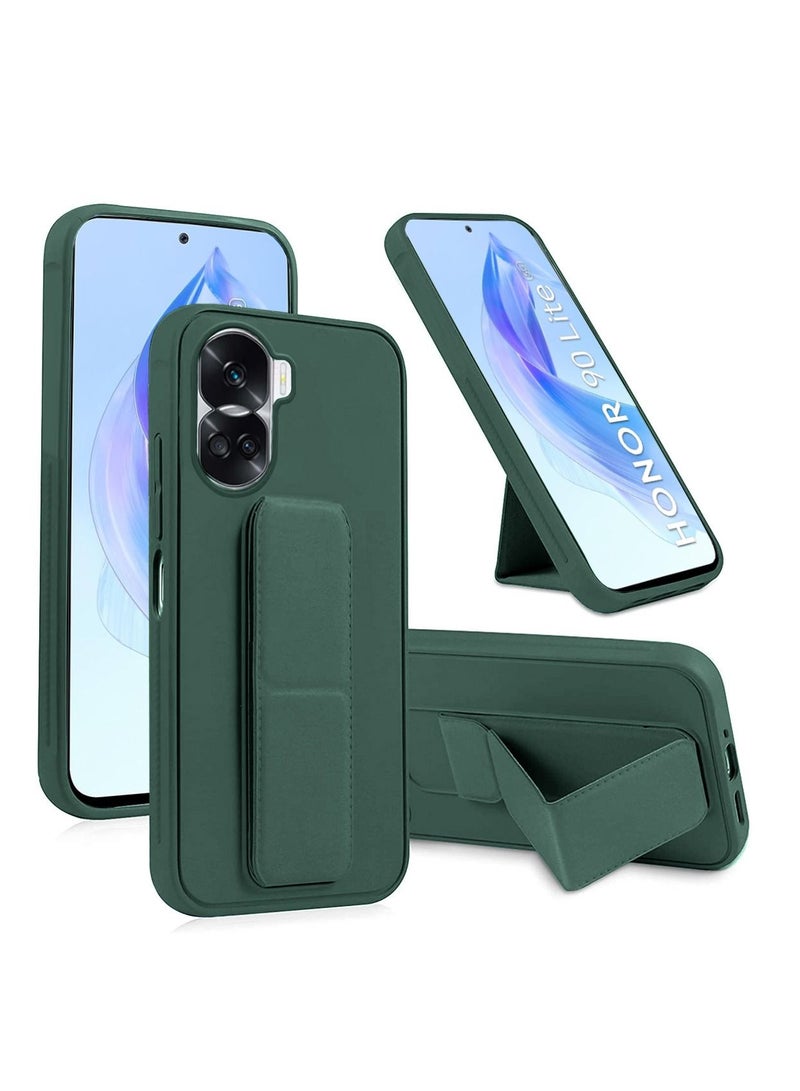 دبليو تيك قبضة يد قابلة للطي بمسند مغناطيسي وحزام للرسغ وقبضة إصبع مع غطاء حافظة حديد مدمج لهاتف Honor 90 Lite 5G 2023 أخضر داكن - Image 1