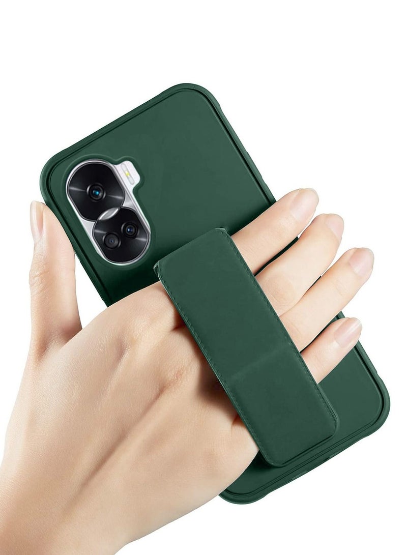 دبليو تيك قبضة يد قابلة للطي بمسند مغناطيسي وحزام للرسغ وقبضة إصبع مع غطاء حافظة حديد مدمج لهاتف Honor 90 Lite 5G 2023 أخضر داكن - Image 2