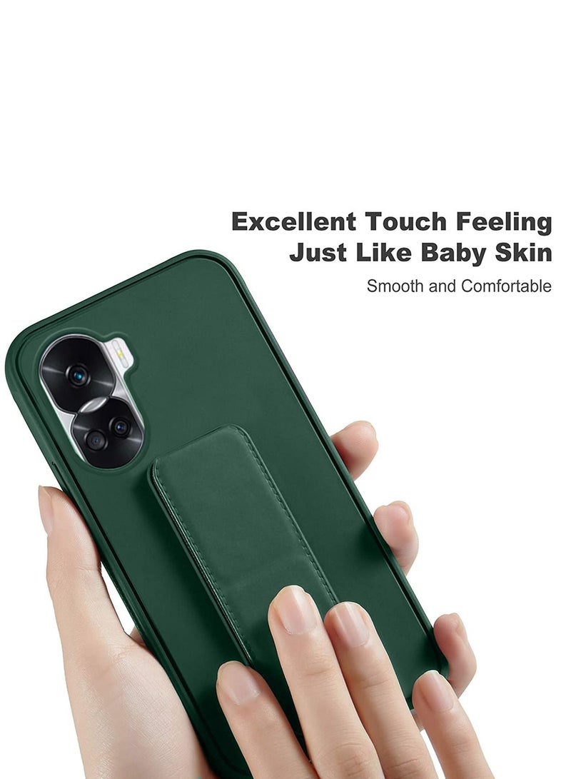 دبليو تيك قبضة يد قابلة للطي بمسند مغناطيسي وحزام للرسغ وقبضة إصبع مع غطاء حافظة حديد مدمج لهاتف Honor 90 Lite 5G 2023 أخضر داكن - Image 4