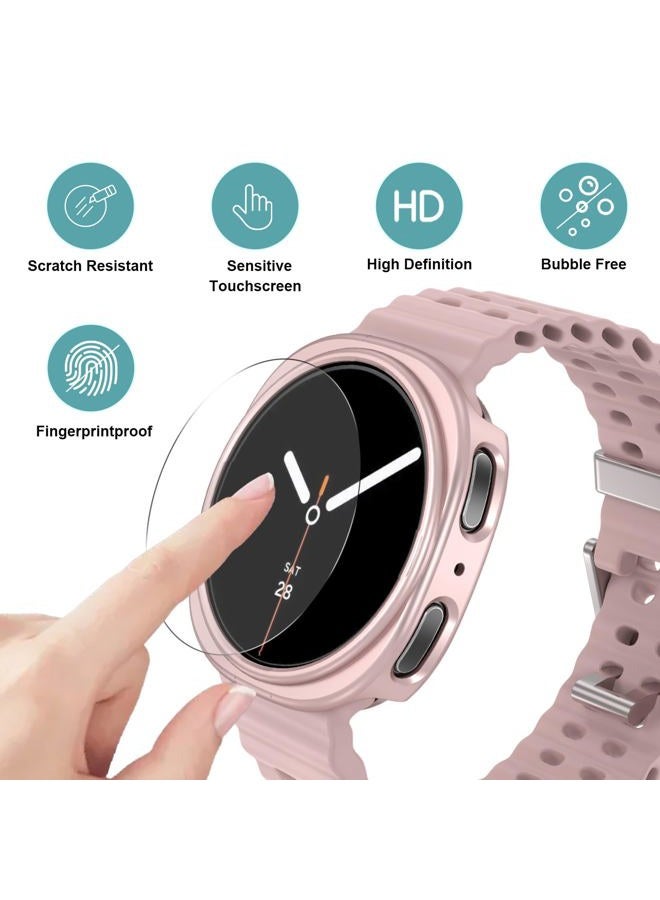 HASDON [6+6Pack Screen Protector Case for Samsung Galaxy Watch 8 40mm, Bubble Free Anti-Fog Tempered Glass Film and Waterproof Hard PC Protective Bumper No Water Collected Protective Cover Set - Image 3