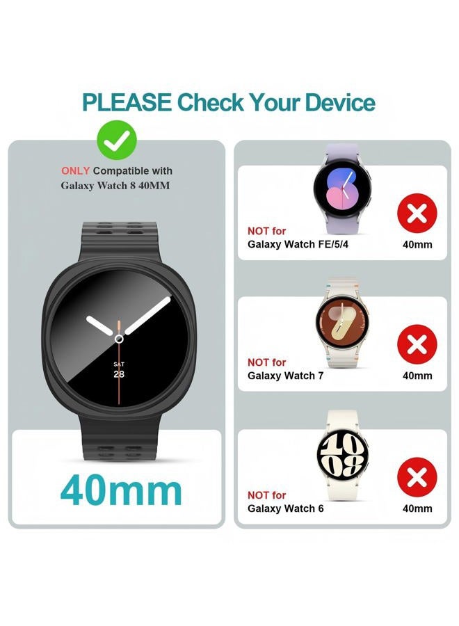 HASDON [6+6Pack Screen Protector Case for Samsung Galaxy Watch 8 40mm, Bubble Free Anti-Fog Tempered Glass Film and Waterproof Hard PC Protective Bumper No Water Collected Protective Cover Set - Image 2