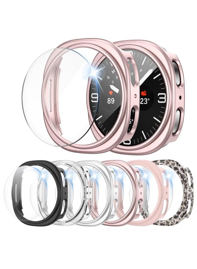 HASDON [6+6Pack Screen Protector Case for Samsung Galaxy Watch 8 40mm, Bubble Free Anti-Fog Tempered Glass Film and Waterproof Hard PC Protective Bumper No Water Collected Protective Cover Set - Image 1