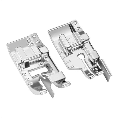 FIKLOTA 2-Piece Stitch in Ditch Foot and 1/4''(Quarter Inch) Quilting Patchwork Presser Foot with Edge Guide Set for Low Shank Snap-On Singer, Brother, Janome, Juki, New Home, and More Sewing Machines - Image 1