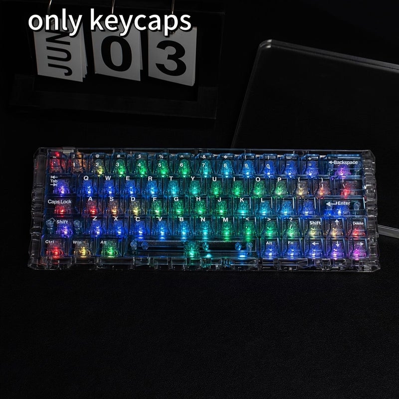 128 Key Blue Transparent PC Keycaps For Mechanical Keyboard Cherry Profile UV Stabilized Pad Print Qwerty Wasd Number Row Layout Color Coded Switch Compatibility Only Keycaps - Image 3