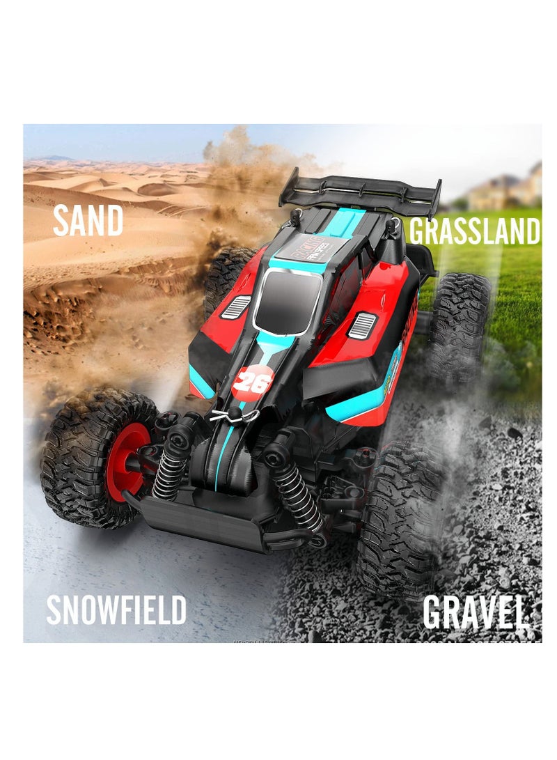 SYOSI Loozix RC Racing Car, 1:20 Scale 2.4GHZ Remote Control 20KM/H High Speed Racing RC Truck Electric Toy Vehicle with 2 Rechargeable Batteries for Boys Kids  - Image 2
