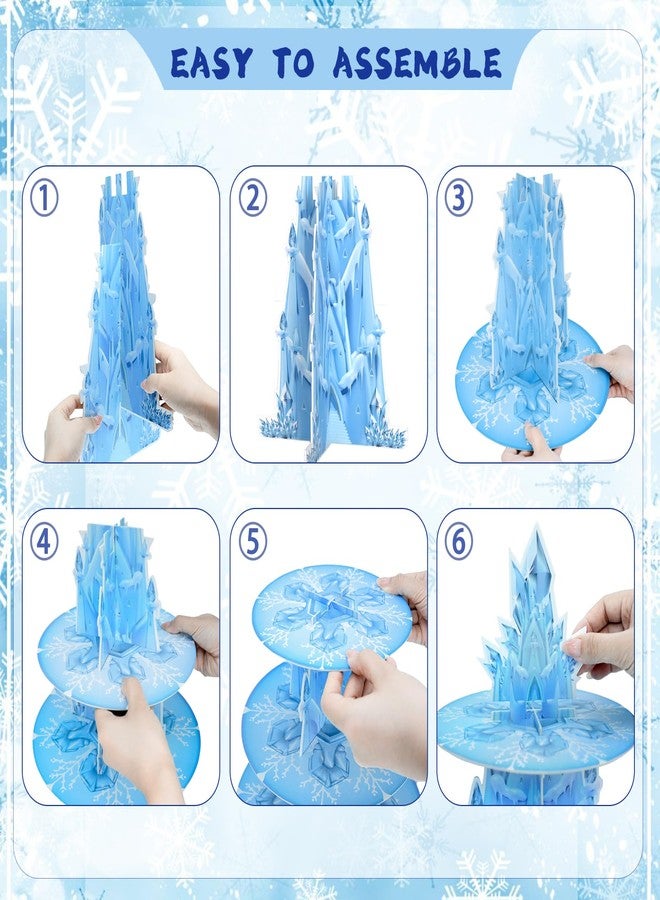 WEEPA Snowflake Birthday Party Decorations 3 Tier Ice Castle Cupcake Stand Snow Castle Cupcake Holder for Winter Wonderland Party Supplies - Image 5