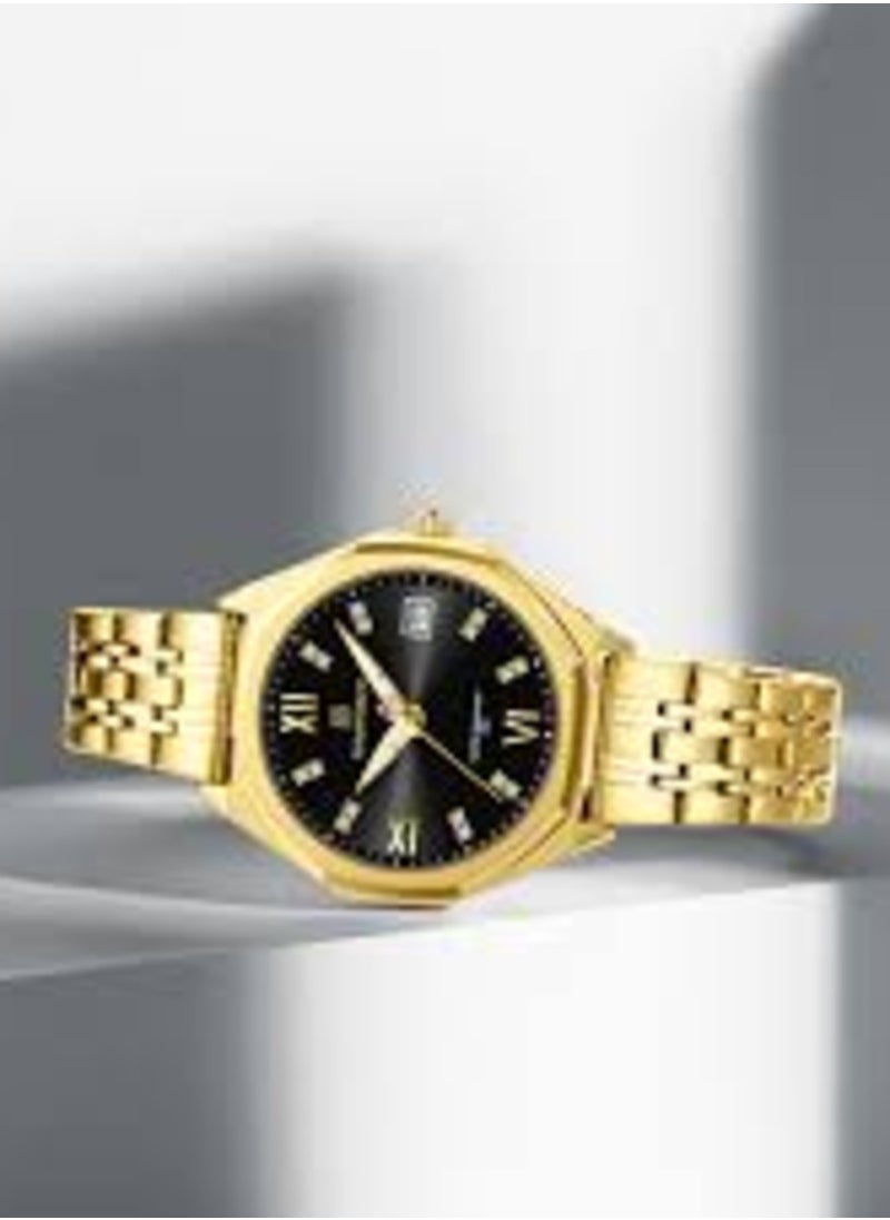 NAVIFORCE - NF5052 Elegant Gold Stainless Steel Men's Watch – Black Dial Design - Image 1