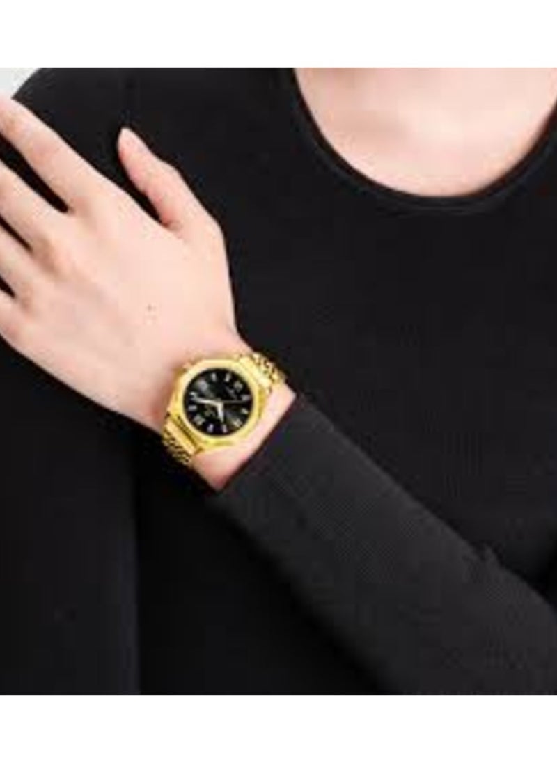 NAVIFORCE - NF5052 Elegant Gold Stainless Steel Men's Watch – Black Dial Design - Image 1