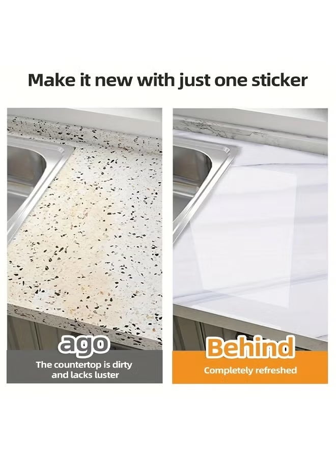 DELGREEN 1 Roll Self-Adhesive Kitchen Stickers, Waterproof And Oil-Proof Self-Adhesive Wall Stickers, Stove Countertop Ceramic Tile Cabinet Table Renovation Wallpaper, Marble Film Wallpaper For Bathroom Washbasin, Marble Wall Stickers - Image 5