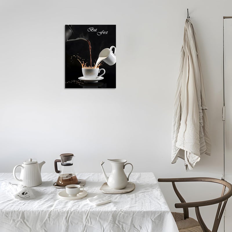 OWNANRTHM Coffee Canvas Wall Art But First Coffee Sign Poster Abstract Coffee Pictures for Coffee Bar for Kitchen Dining Room Wall Decor Framed 8X10 inch - Image 5