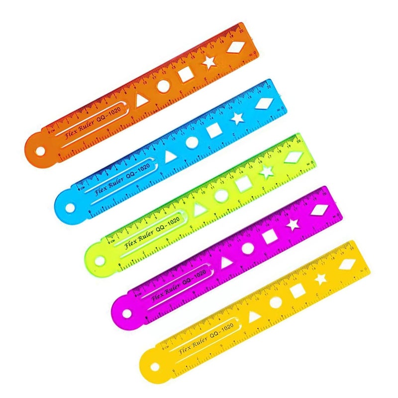 4 Pcs Flexible Ruler Set 15cm 20cm 30cm Bendable Measuring Tool School Office Supplies - Image 2