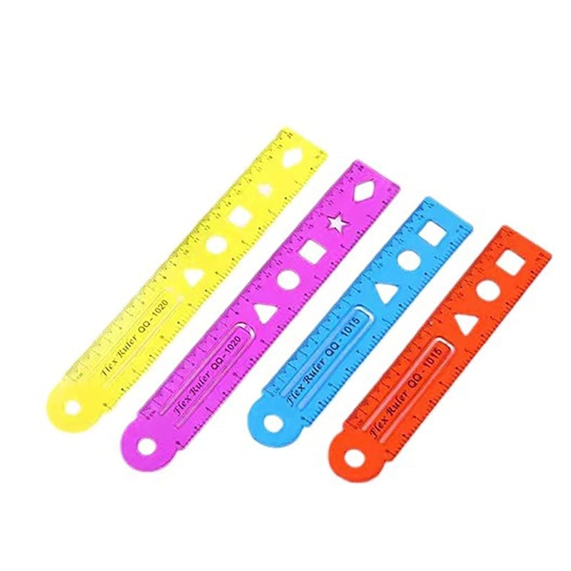 4 Pcs Flexible Ruler Set 15cm 20cm 30cm Bendable Measuring Tool School Office Supplies - Image 4