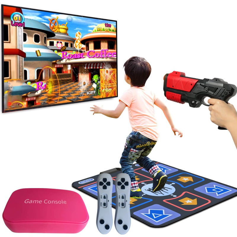 Damcoola Retro TV Game Console for Kids,Kids TV Games with Dance Mat,with 21 AR Gun Shooting Game, 200+ Dance mat Songs,100+ independently Developed Games, Plug and Play,Giftware for Boys & Girls - Image 1