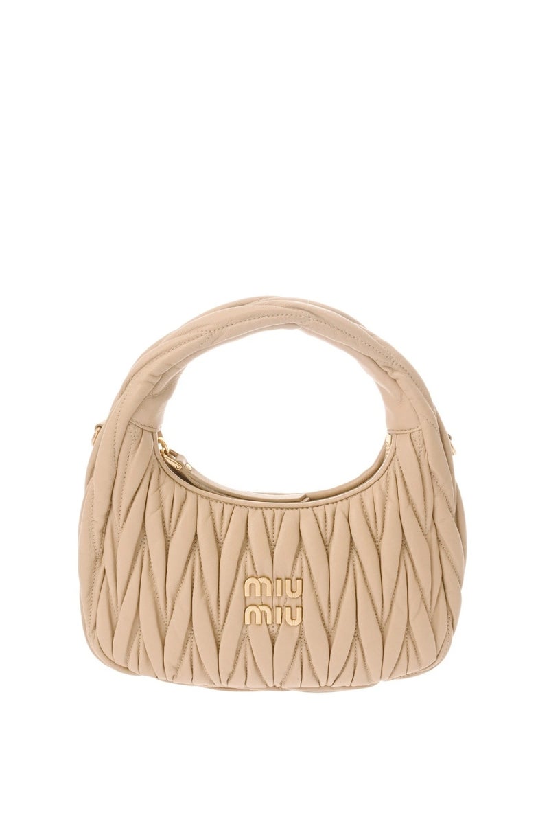 Miu Miu MIU Wander nappa leather hobo Shoulder Bag With Crossbody Strap Zip Closure  - Image 1
