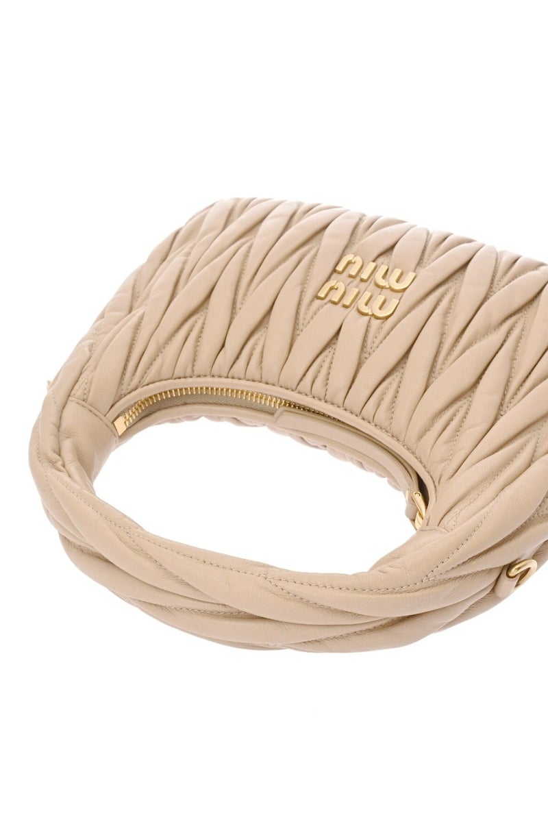 Miu Miu MIU Wander nappa leather hobo Shoulder Bag With Crossbody Strap Zip Closure  - Image 3