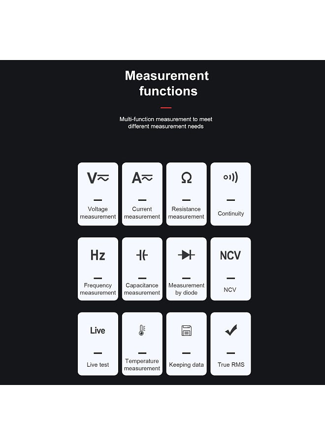 HABOTEST HT118E Digital Multimeter Auto Range Multi-meter 20,000 Counts True RMS Measuring AC/DC Voltage & Current Resistance Capacitance Frequency Temperature Continuity Duty MAX/MIN Mesaurement Live & NCV Test Diode with LCD Backlight Flashlight  - Image 4
