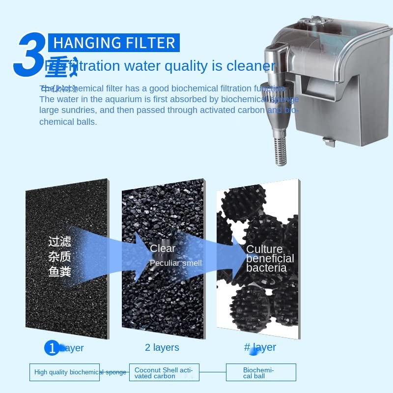 VAYINATO مضخة فلتر حوض السمك المعلقة سوبو (Wp-303H، 5W، 280L/H) باللون الأسود - Image 3