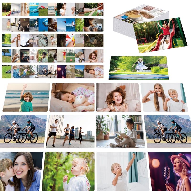 SpriteGru 50 Verb Flashcards Picture Word Cards Action Language Builder Visual Aid Language Learning Tool for Autism ESL Teaching Materials for Adults NonVerbal Children Vocabulary Builder for Kids - Image 3