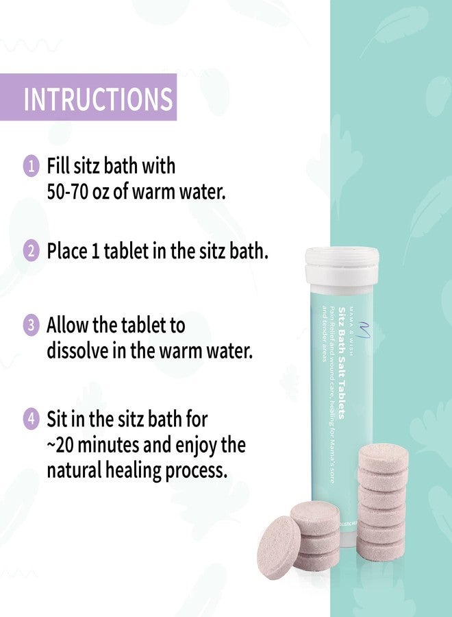 Mama & Wish Sitz Bath Salt Tablets for Postpartum Care | Postpartum Essentials Pack of 10 Sitz Bath for Postpartum Care | Postpartum and Hemorrhoids Recovery | Natural Salts & Minerals Postpartum Bath Soak - Image 3