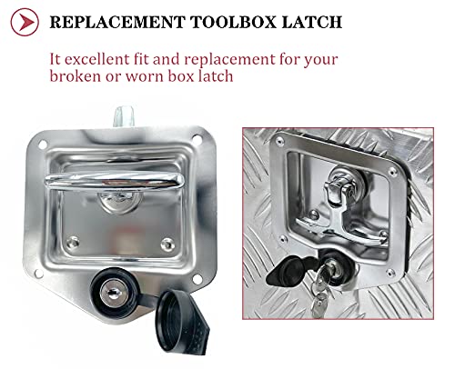 SKARUMMER 2 Pcs L8815 Tool Box Latch T Handle Latches with Lock Highly Polished Stainless Steel for Trailer Door RV Camper Truck Bed Toolboxes - Folding with Gasket - Image 2