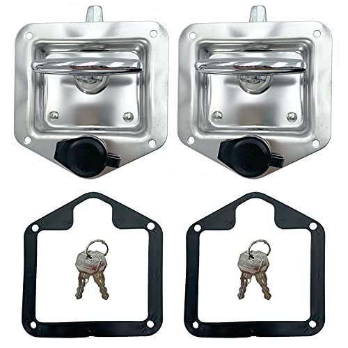 SKARUMMER 2 Pcs L8815 Tool Box Latch T Handle Latches with Lock Highly Polished Stainless Steel for Trailer Door RV Camper Truck Bed Toolboxes - Folding with Gasket - Image 1