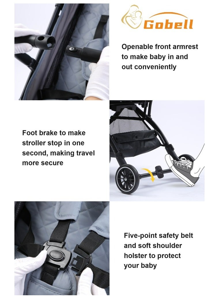 Gobell Sit-on Or Lie-down Baby Stroller Lightweight Foldable Umbrella Stroller For 0-3 Year Old Baby Kids Single Stroller - Image 4