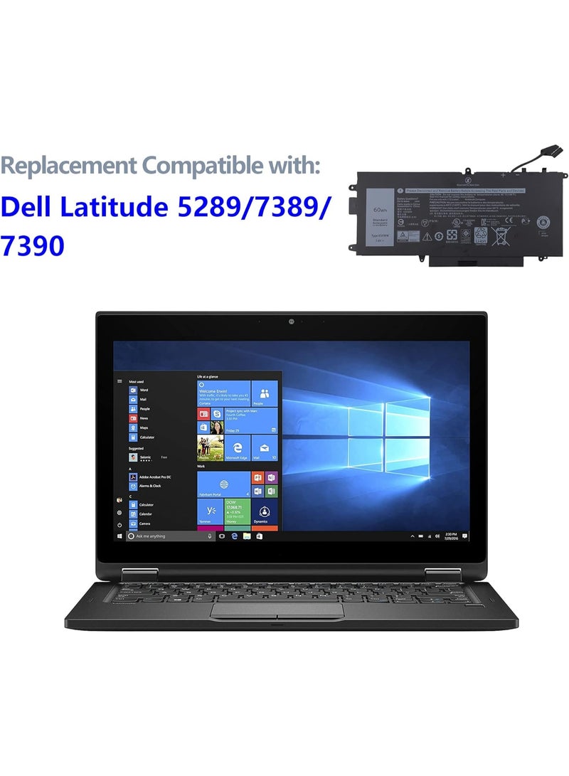 Terabyte بطارية لابتوب K5XWW 7.6V 4 خلايا 60Wh متوافقة مع Dell Latitude 7389 5289 E5289 7390 2 في 1 سلسلة L3180 Notebook 6CYH6 71TG4 725KY N18GG J0PGR - Image 5