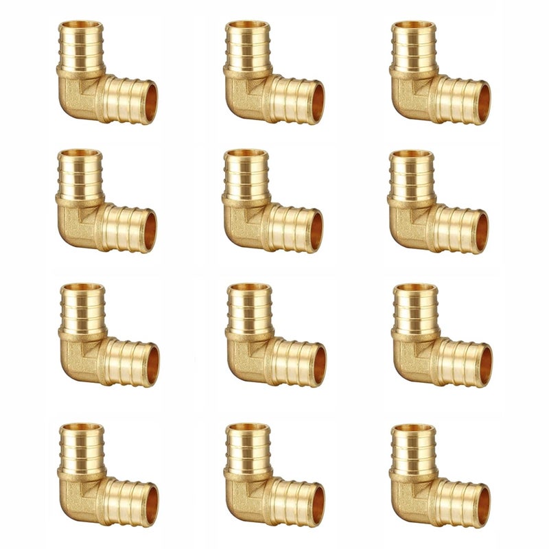 MISPIRE 12Pack 34 Inch 90 Degree Elbow Barb Crimp Pipe Fitting LeadFree F1807 Brass Crimp Pipe Fittings for PEX Pipe Plumbing Projects by MISPIRE - Image 2