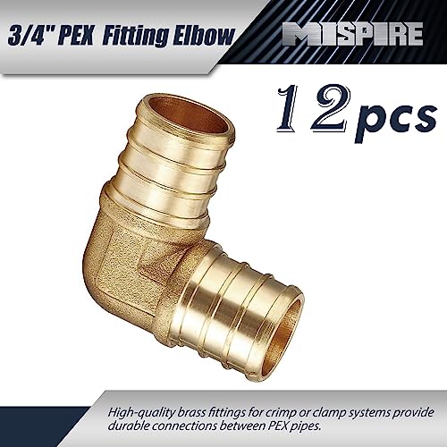 MISPIRE 12Pack 34 Inch 90 Degree Elbow Barb Crimp Pipe Fitting LeadFree F1807 Brass Crimp Pipe Fittings for PEX Pipe Plumbing Projects by MISPIRE - Image 3