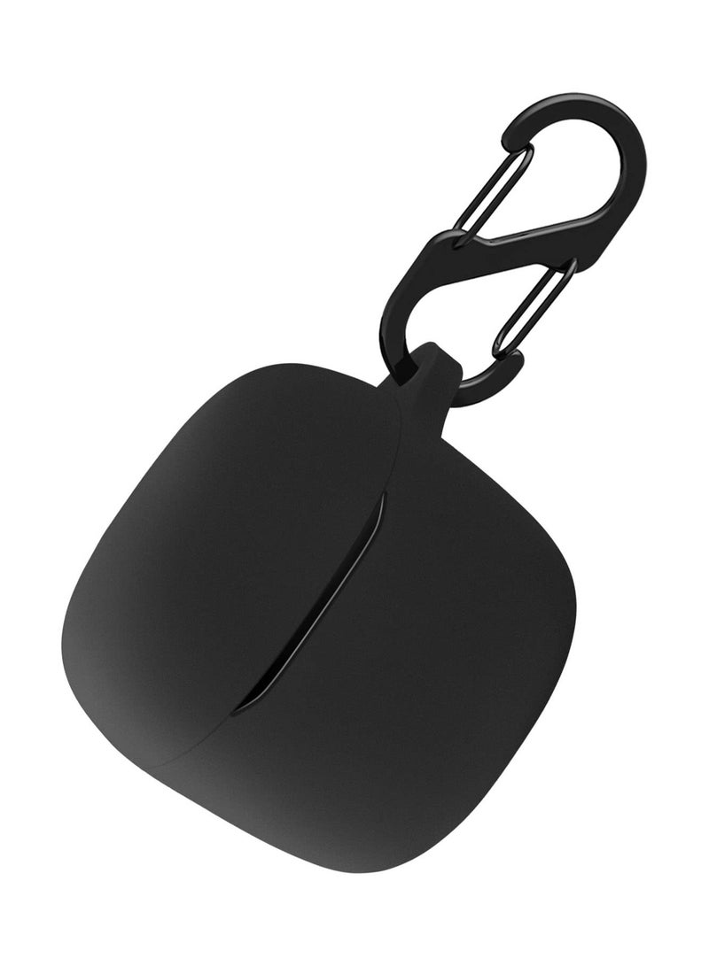 Silicone Case Compatible with JBL Tour Pro+ TWS Protective Cover with Carabiner (Black) - Image 2