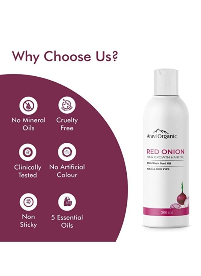 Aravi Organic Aravi Organic Hair Growth Onion Hair Oil 200ml And Onion Hair Shampoo 200ml Advanced Hair Growth Serum 15ml Pack of 3  - Image 3