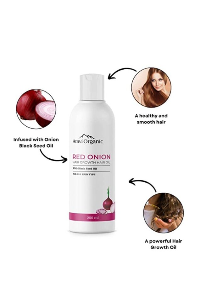 Aravi Organic Aravi Organic Hair Growth Onion Hair Oil 200ml And Onion Hair Shampoo 200ml Advanced Hair Growth Serum 15ml Pack of 3  - Image 2