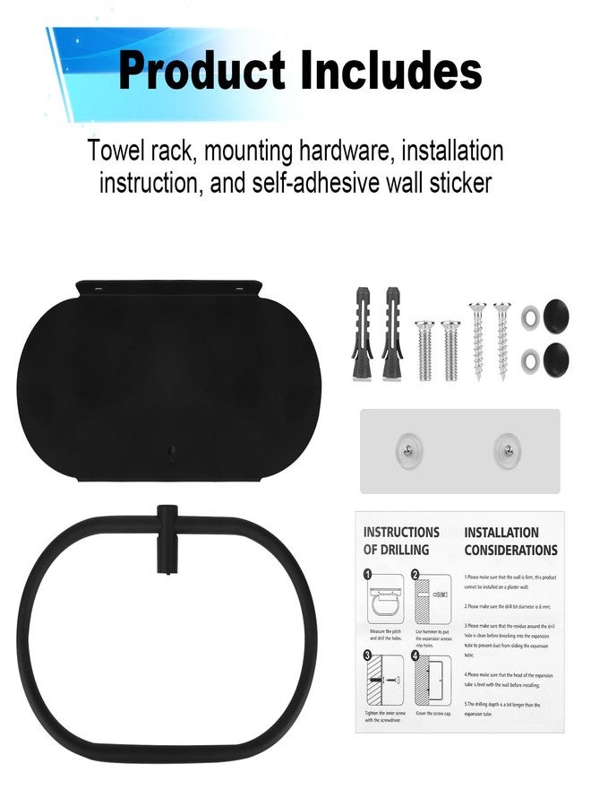 Penitue Hand Towel Ring with Shelf, Stainless Steel Towel Holder Wall Mounted Bathroom Storage Accessory for Bathroom and Kitchen (Matte Black) - Image 3