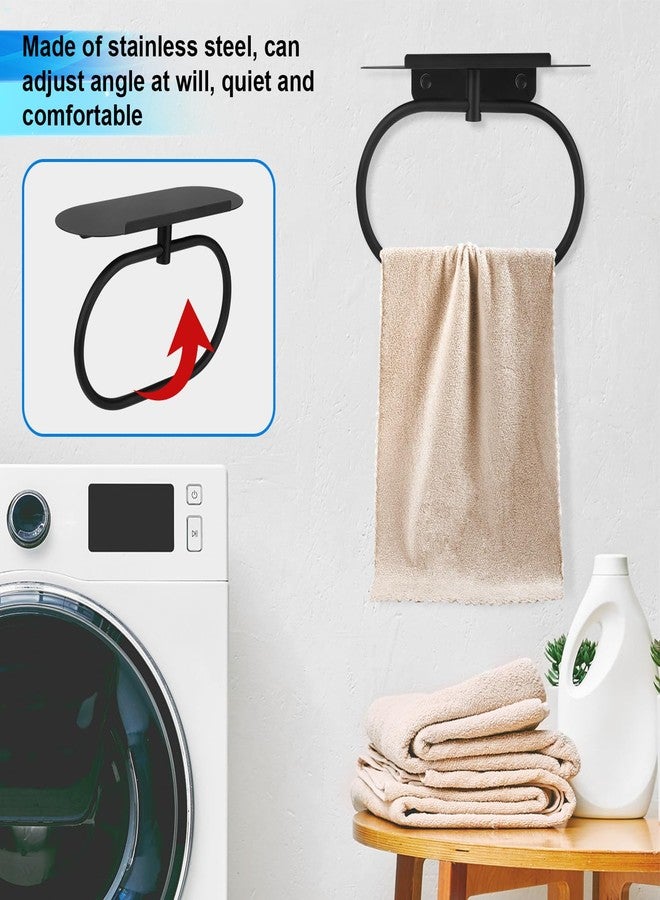 Penitue Hand Towel Ring with Shelf, Stainless Steel Towel Holder Wall Mounted Bathroom Storage Accessory for Bathroom and Kitchen (Matte Black) - Image 4