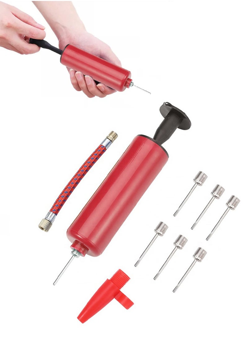 QUTOOB Hand Inflator Air Pump for Football, Basketball Air Pump, For Volleyball, For Yoga Balls, For Swim Inflatables, For Balloons, It Includes 7 Pc Needles 1 Pc Valve Adapter and 1 Pc Air Hose  - Image 1