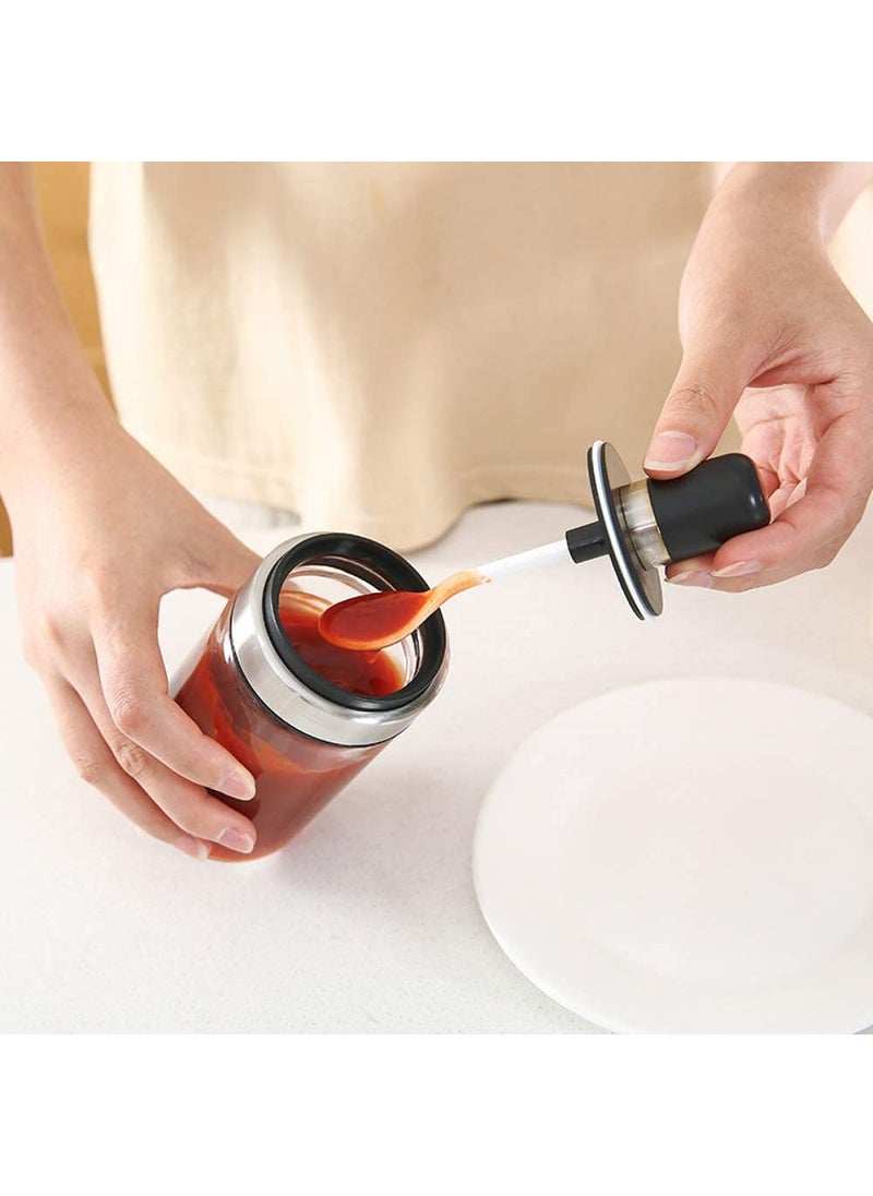 FALONG FALONG Borosilicate Airtight Seasoning Glass Jar with Spoon Pickle Jar Set Salt Jar Containers for Kitchen with Attached Spoon Container for Oil Ghee250 Ml Pack of 2  - Image 5