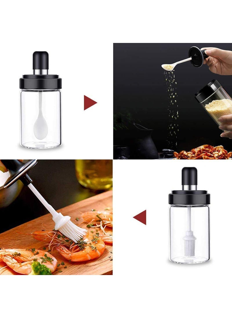 FALONG FALONG Borosilicate Airtight Seasoning Glass Jar with Spoon Pickle Jar Set Salt Jar Containers for Kitchen with Attached Spoon Container for Oil Ghee250 Ml Pack of 2  - Image 2