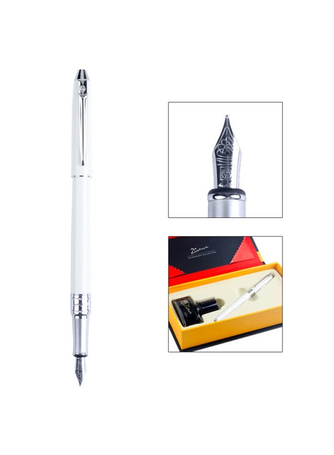 Pimio Pen Gift Box Student Calligraphy Ink Set 0.5mm Iridium Pen Tip Business Office Signature Pen T605 Porcelain White - Image 1