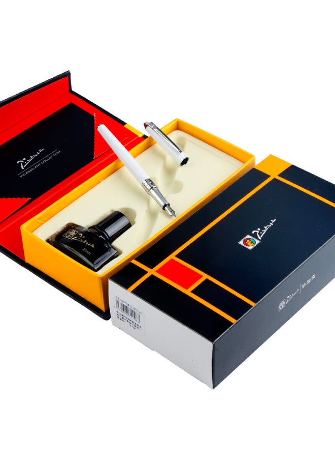 Pimio Pen Gift Box Student Calligraphy Ink Set 0.5mm Iridium Pen Tip Business Office Signature Pen T605 Porcelain White - Image 3