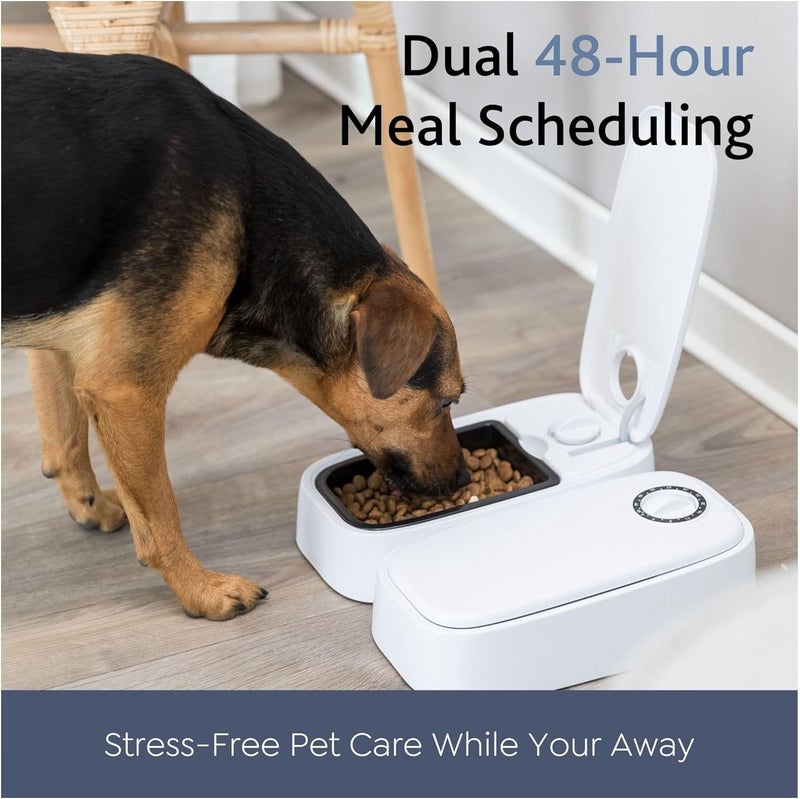 TRIXIE TX2 موزع طعام تلقائي حجرة مزدوجة مؤقت مزدوج مؤقت 48 ساعة يعمل بالبطارية أبيض - Image 2