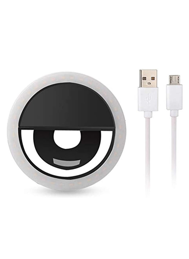 Generic - 184 Selfie Ring Light with 36 LED Bulbs, Flash Lamp Clip Ring Lights Fill-in Lighting Portable for Phone/Tablet/iPad/Laptop Camera - White. (BLACK-01) - Image 1