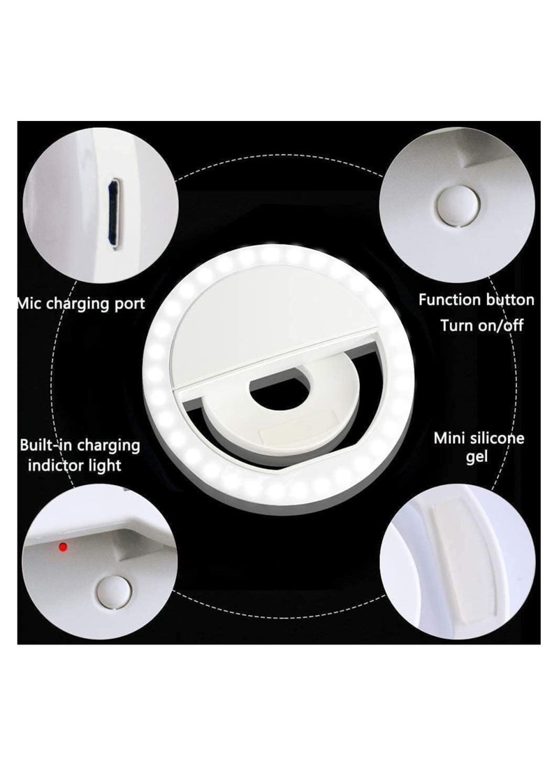 Generic - 184 Selfie Ring Light with 36 LED Bulbs, Flash Lamp Clip Ring Lights Fill-in Lighting Portable for Phone/Tablet/iPad/Laptop Camera - White. (BLACK-01) - Image 1
