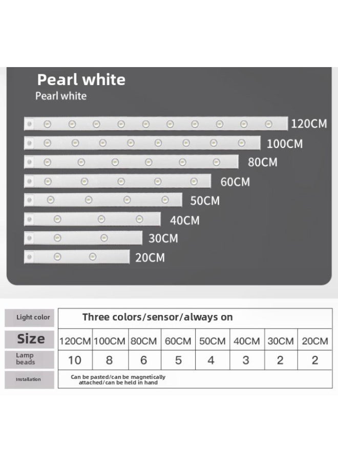 Generic - Smart LED Wireless Human Body Induction Charging Cat's Eye Hill Corrugated Atmosphere Light Wine Cabinet Wardrobe Cabinet Light-Light Source Power:1-3w-Light Color:120cm (10-bead Induction + Three-color Dimming + Stepless Dimming) - Image 1