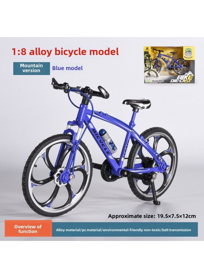 Bicycle Model Alloy Simulation Mountain Bike Speed Drop Car Road Bike Bicycle Gift Ornaments Toy Wholesale-Color: Mountain Bike (blue)  - Image 1