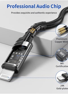 JSAUX Lightning to 3.5mm Audio Cable 6FT, [Apple MFi Certified] iPhone Headphones Jack Lightning Aux Cord Compatible with iPhone 14/13/13 Pro/13 Mini/12/12Pro/12 Pro Max/11/11 Pro Max/X/XS/XR/8-Black  - Image 4