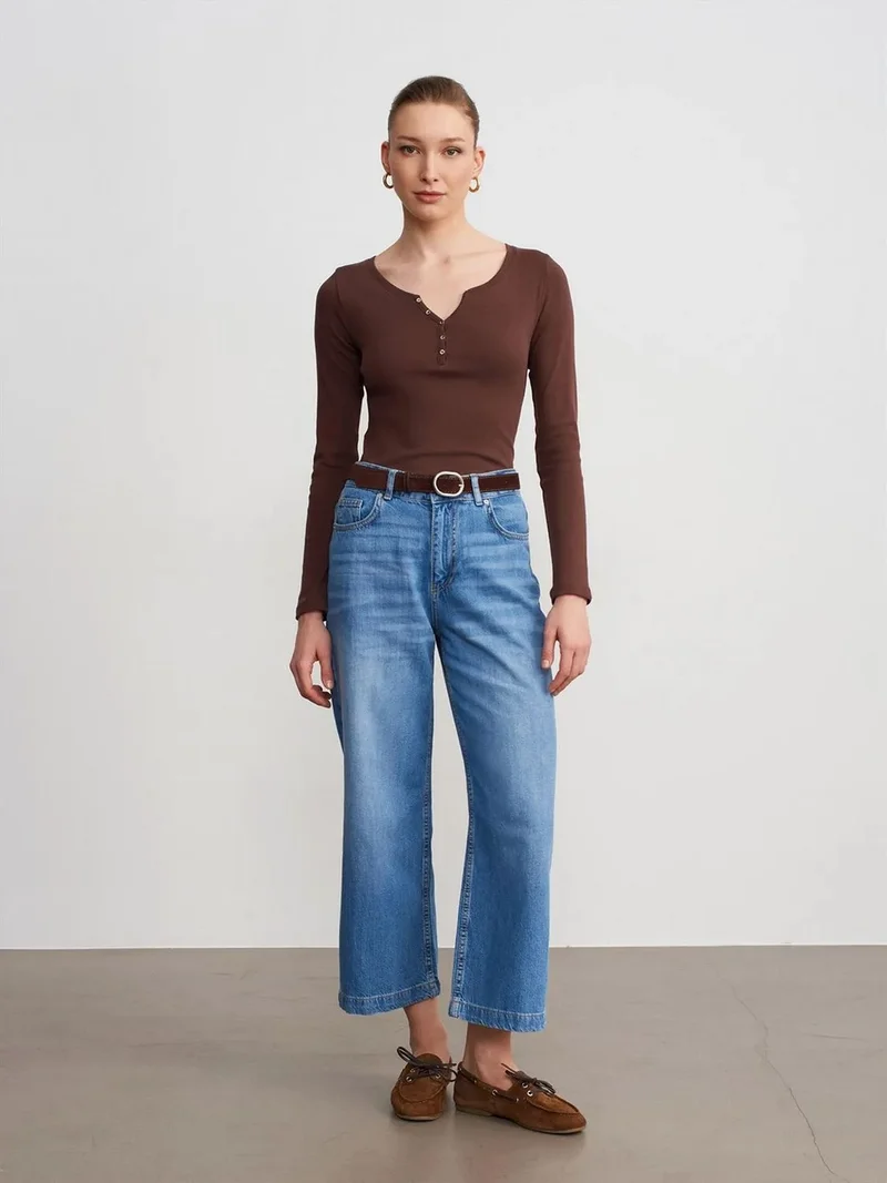 Dilvin DILVIN High-Waist Wide-Leg Jeans
